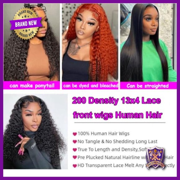 30 Inch Deep Wave Lace Front Wig Human Hair 200 Density Glueless display picture 1